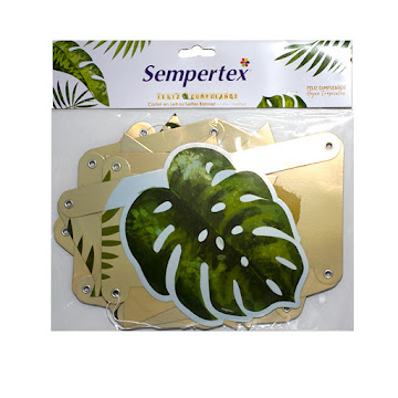 Cartel Sempertex Letras Feliz Cumpleaños Hojas Tropicales x 1 und  