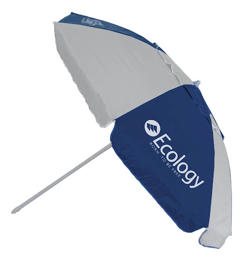 Sombrilla Ecology Uv Fibra Max (Azul Y Gris) Ecology Bolsa x 1 Con esta sombrilla de Ecology tendrás una excelente protección contra el sol y los rayos UV, por lo que es ideal para ir a la playa. Con sus 1.9 m te da la altura suficiente para que puedas fijarla bi