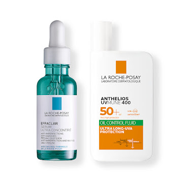 Combo Protector Solar La Roche Posay Anthelios Uv Mune 400 Control Grasa Spf50 x 50 ml + Serum Anti-Imperfecciones Effaclar x 30 ml  
