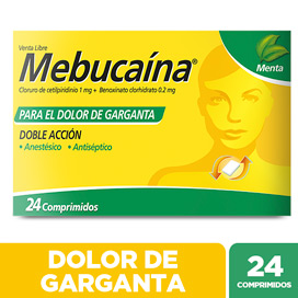 Mebucaina Comprimidos Caja X24Com. Novartis Benoxinato Cetilpiridinio Cetilpiridinio - Oxibuprocaina 1 Mg - 0,2 Mg