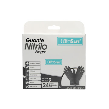 Guante Nitrilo Alfasafe Negro Talla L Caja x 24 und  