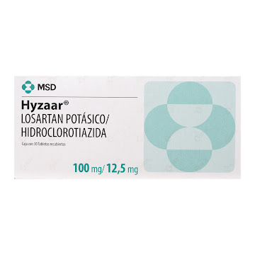Hyzaar Losartán + Hidroclorotiazida 100mg/12.5mg MSD Caja x 30 Tabletas  