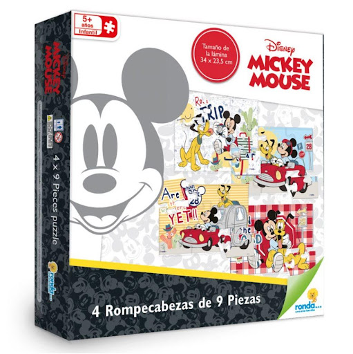 Juegos de mesa Rompecabezas 4 X 9 Pzas Mickey Mouse Ronda Ronda Caja x 1 Diviértete armando y desarmando nuestro rompecabezas.Fichas grandes y resistentes de cartón, ayudan en la motricidad y en la asociación.