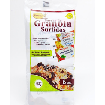 Barras De Granola Surtidas Tostao Paquete x 6 und  