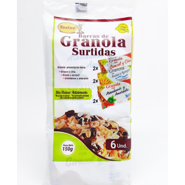 Barras De Granola Surtidas Tostao Paquete x 6 und  