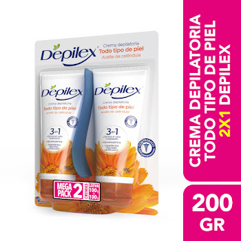 Crema Depilatoria Depilex Aceite Caléndula 3 en 1 Todo Tipo Piel x 2 und  