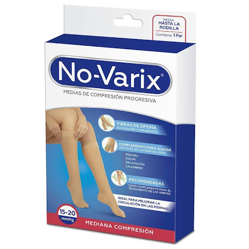 Media de compresión No-Varix mujer 15-20 mmHg transparente sin refuerzo beige M No- Varix  x 1 Estas medias son ideales para combinar con prendas ejecutivas y formales, son estéticas y elegantes, con apariencia velada y transparente. Las medias de mediana compresión 15-20 mmHg No-Varix son reco