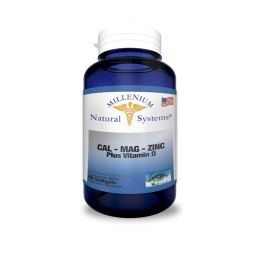 CAL MAG ZINC PLUS VITAMIN D X 60 Natural Systems Frasco x 60 La combinación de minerales esenciales como el Calcio, Magnesio y Zinc, a la cual se le ha añadido Vitamina D, coadyuda el desarrollo de los huesos y dientes fuertes y a proteger el sistema cardiovasc