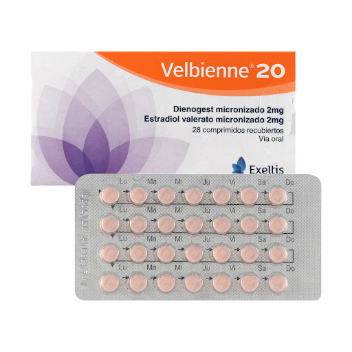 Velbienne 20 Dienogest + Estradiol 2mg/2mg Exeltis Caja x 28 Comprimidos