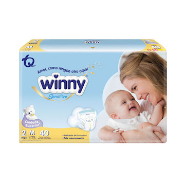 Pañales Winny Senstive +   Toallitas Húmedas Etapa 2 x 40 und  