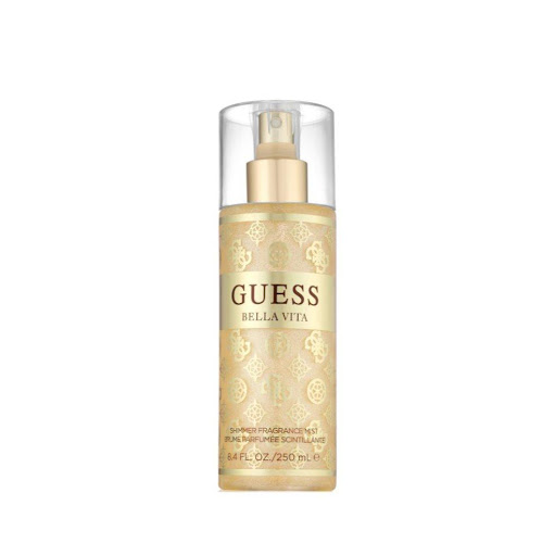 Body Mist Guess Bella Vita Shimmer Splash 250ML GUESS caja x 1 Sumérgete en el cautivador encanto del Bella Vita Shimmer Fragrance Mist, una creación exclusiva de la aclamada casa de diseño Guess. Diseñada específicamente para damas que aprecian las cosas más fin