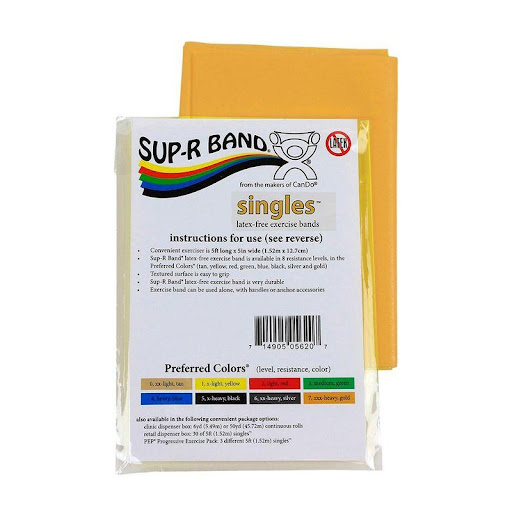 Banda Ejerc Cando Tramo Por 1.5M Gold Cando CJ x 150 La Banda de Ejercicio CanDo 1.5M Gold es una banda de resistencia sintética y libre de látex, diseñada para rehabilitación, entrenamiento funcional y mejora del rendimiento deportivo. Su nivel de resi
