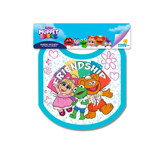 Babero Pequeño Muppets Babies Niña Ronda Ronda caja x 1 Hermoso babero multicolor estampado con un hermoso y divertido diseño, por un lado tela, por el otro un útil plástico para evitar que la ropa de los pequeños se ensucie.Medida: 17,2 cm * 19 cm