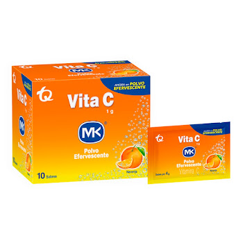 Vita C Vitamina C 1 g Mk Polvo Efervescente Sabor Naranja Caja x 10 Sobres  