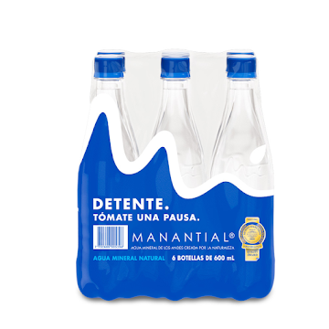 Agua Manantial Sin Gas Sixpack x 600 ml  