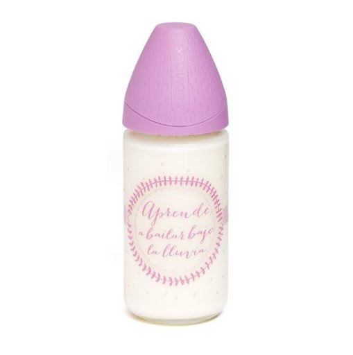 Suavinex Biberón de vidrio Meaningful 240 ml Morado Suavinex Caja x 1  