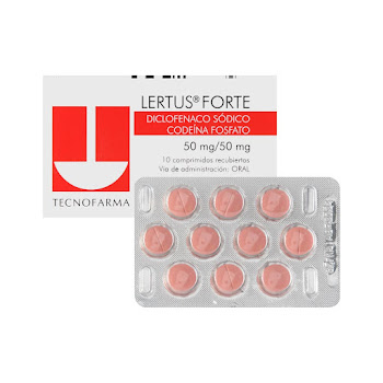 Lertus Forte Diclofenalco Sódico + Codeína Fosfato 50mg/50mg Tecnofarma Caja x 10 Comprimidos  