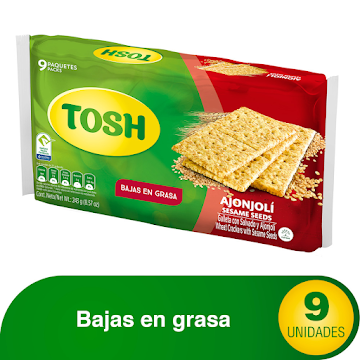 Galletas Tosh Integral Salvado Y Ajonjolí 9 Paquetes x 270 gr  