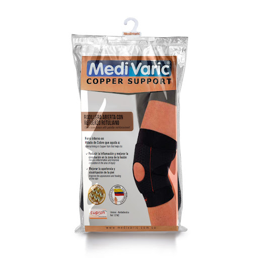 Rodillera Abierta Medi Varic Con Refuerzo Rotuliano Color Negro x 1 und