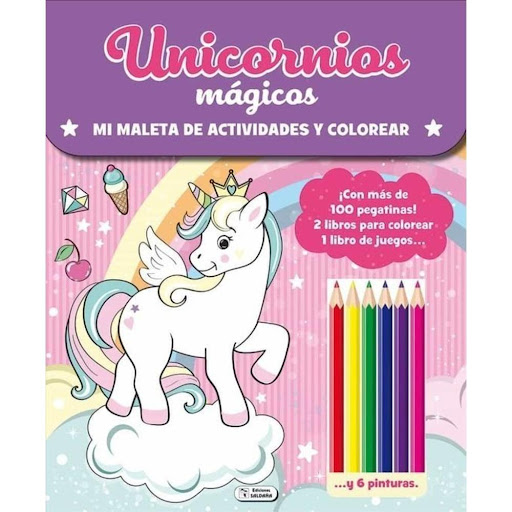 Unicornios Magicos. Mi Maleta De Actividades Y Colorear Ediciones Saldana Libro x 1.0 UNICORNIOS MAGICOS / mi Maleta de Actividades y Colorear  AQUÍ TIENES UNA ESTUPENDA MALETA 2 LIBROS PARA COLOREAR, 1 LIBRO DE JUEGOS, 1 LIBRO CON MÁS DE 100 PEGATINAS Y 6 PINTURAS DE COLORES. ADEMÁS L