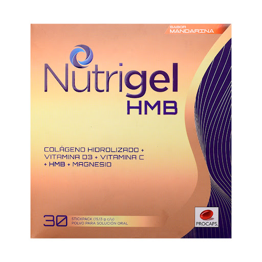 Nutrigel HMB Mandarina Colágeno + Vitamina D3 + Vitamina C + Magnesio Caja x 30 Sobres