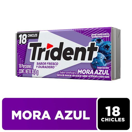 Chicle Trident Mora Azúl Sin Azúcar x 18 und