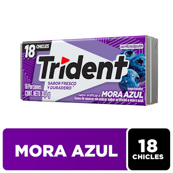 Chicle Trident Mora Azúl Sin Azúcar x 18 und  
