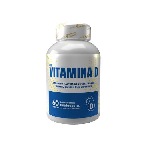 Vitamina D 1000 UI Caramelo – Fortificante Premium NATURAL HEALTH CARAMELO x 1 Suplemento en presentación tipo caramelo que apoya la salud ósea, contribuye al fortalecimiento del sistema inmune y favorece la absorción de calcio. Fácil y práctico de consumir, sin sabor fuerte.