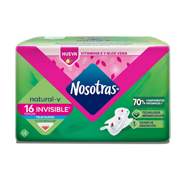 Toallas Higiénicas Nosotras Natural Invisible Tela 2 Paquetes x 8 und  