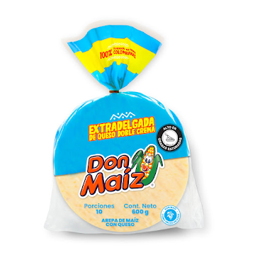 Arepa Don Maíz De Queso Extradelgada Paquete 60 gr x 10 und  