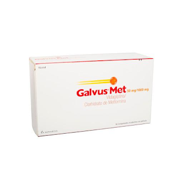Galvus Met Vildagliptina + Clorhidrato de Metformina 50/1000mg Novartis Caja x 56 Comprimidos  
