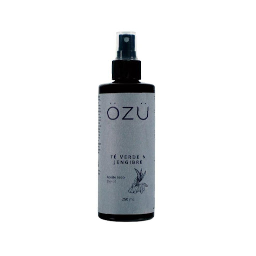 Aceite Seco OZU Te Verde & Jengibre x 250 ml OZU 250 x 1 Aceite ligero para hidratar piel y cabello sin sensación grasosa. Con aceites de pepita de uva, oliva y jojoba y con un cítrico y fresco aroma a té verde y jengibre.