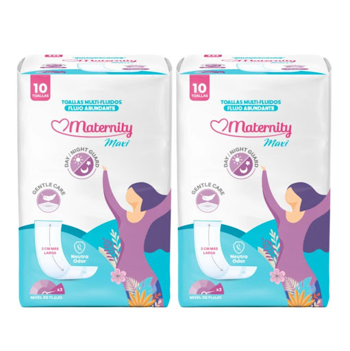 Toallas Higiénicas Maternity Maxi 2 Paquetes Maternity paquete x 10 PROMOCIÓN: 2 PAQUETES DE TOALLAS HIGIÉNICAS MAXI.
Cada paquete contiene 10 toallas.

 Toallas higienicas para mujeres con flujo menstrual alto, para mujeres en Post Parto o con pequeñas perdidas por 