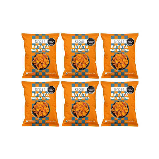 Pasabocas KROST BATATA Sal Marina Paquete X 28 Gr KROST 28 gramos x 6 Chips crujientes de batata con sal marina. Naturalmente libre de gluten, alto en fibra y apto para vegetarianos. Acompaña tus sandwiches, ensaladas, sopas y lo que te imagines. Una vez abierto, consum