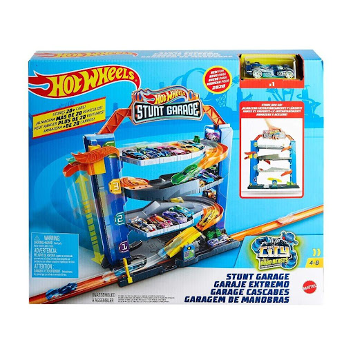 Hot Wheels Garage Extremo Hot Wheels  x 1 Es un garaje interactivo de varios niveles que permite almacenar múltiples vehículos y realizar emocionantes reparaciones. Incluye un sistema de elevador y rampas que conectan todas las secciones del 