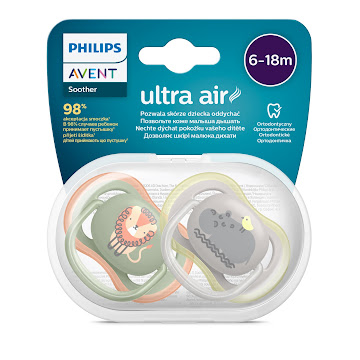 Chupo de Entretención   Philips Avent Ultra Air 6-18m Niño x 2 und   