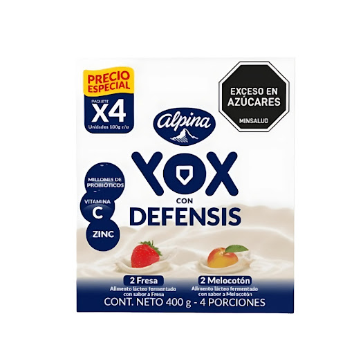 Yogurt Alpina Yox Con Defensis Caja 100 gr x 4 und