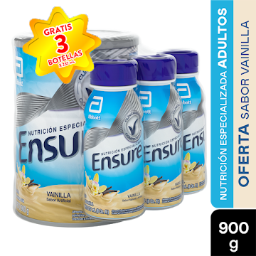 Ensure Vainilla x 900 ml + Botella Ensure 237 ml x 3 und undefined