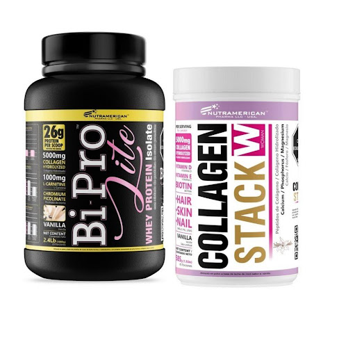 Combo proteína Bipro Lite 2.4 lb + Colágeno Collagen Stack 585 g. NUTRAMERICANPHARMA Tarro x 2.4 Lb (1080g) y 0.8 Lb (360g) undefined