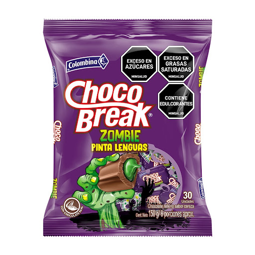 Chocolate Chocobreak Zombie Pinta Lenguas Halloween Bolsa x 30 und