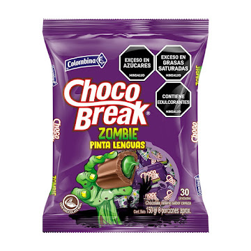 Chocolate Chocobreak Zombie Pinta Lenguas Halloween Bolsa x 30 und  