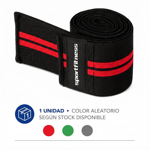 071768 BANDA DE RODILLA SQUAT SPORTFITNESS Sport Fitness Individual x 1 Brindan soporte y estabilidad en levantamientos pesados, reduciendo la tensión en las articulaciones y mejorando la seguridad del entrenamiento.Características:Material: Nylon, poliéster y látex de al