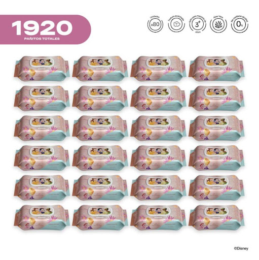 Pack x24 Pañitos Húmedos Disney Cosmos Princesas Niña CMS COSMOS Flow-Packs x 80 Unidades undefined