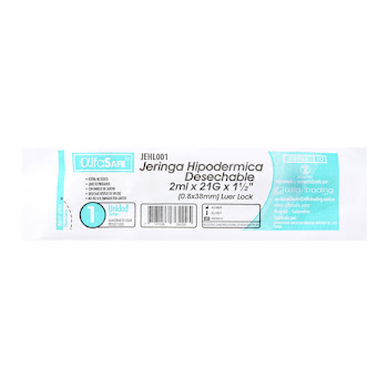 Jeringa Hipodérmica   Alfasafe 2ml x 21g x 1und  