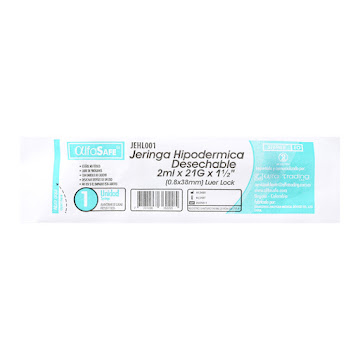 Jeringa Hipodérmica   Alfasafe 2ml x 21g x 1und  