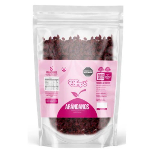 Arándanos Deshidratados Gran Campo Doypack 500gr Gran Campo Doypack  x 500gr Nuestros arándanos deshidratados son el resultado de un proceso de selección y secado cuidadoso, lo que garantiza un producto de la más alta calidad. Su intenso color y su tamaño son una muestra de su