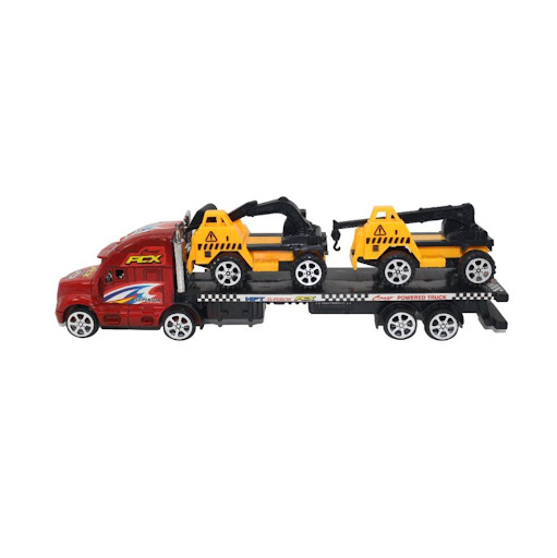 Tractomula Superior Frccion Base Y Tapa Plasticos Asociados  x 1 Este juguete consiste en una tractomula impulsada por fricción, diseñada para proporcionar entretenimiento y fomentar el desarrollo de habilidades motoras en niños. La tractomula está acompañada de do