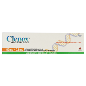 **Clenox x60gr/0.6ml Solución Inyectable Procaps Caja x1 und Enoxaparina Sódica 20mg  