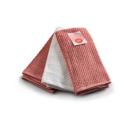 Set de 3 PaÏos de cocina 40x60 cm Blanco - Coral Diagonal Uruyen Caja x 3 40 x 60 cm100% Algod½nGramaje:416GSM