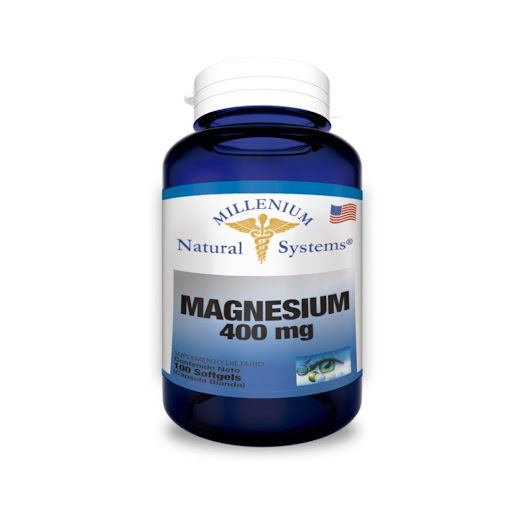 Magnesio 400 mg Natural Systems  frasco x 100 Sofgel  Natural Systems Frasco x 100 El magnesio es un mineral esencial que puede ayudar a la absorción y retención del calcio y el potasio. También puede ayudar a mantener el metabolismo energético normal y la función muscular normal. E